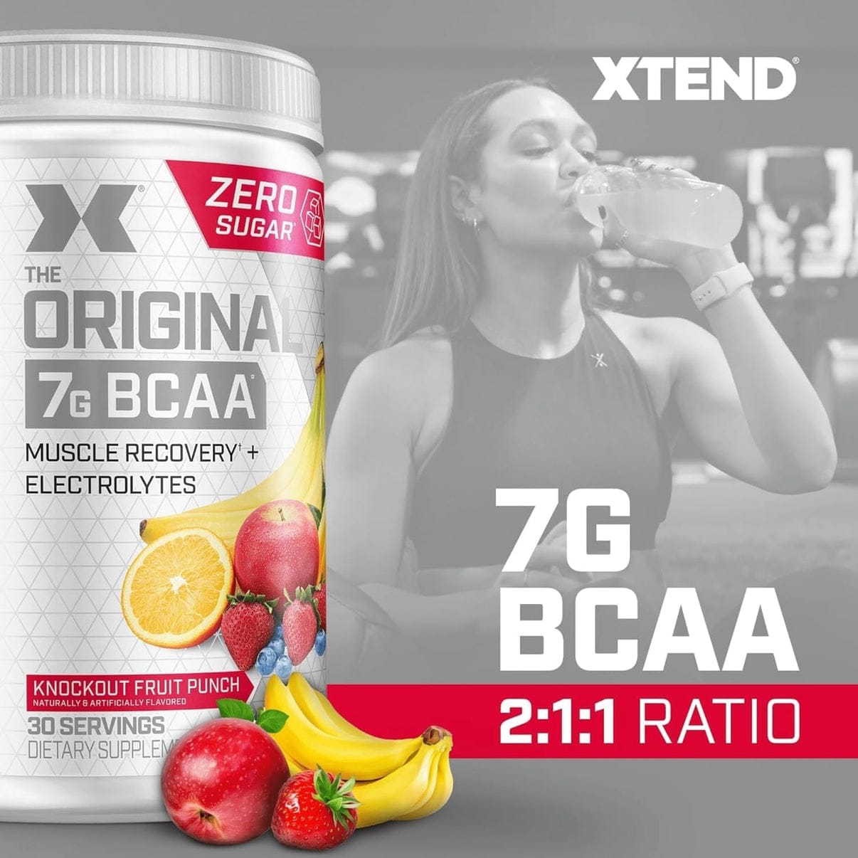 XTEND Original BCAA Powder Knowkout fruit punch BCAAsv- 30 Servings