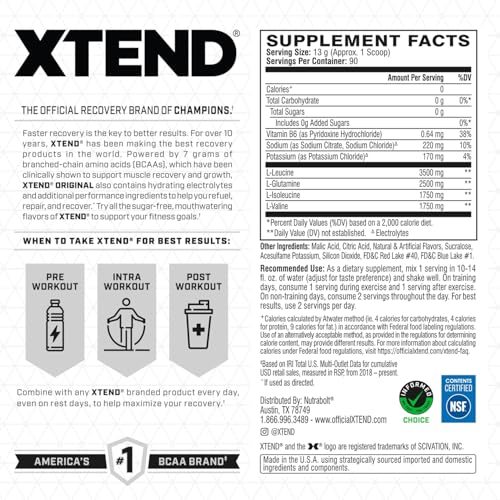 Scivation Xtend BCAAs (Pre-Workout, 7g BCAAs, 90 Servings (Fruit Punch) Made U.S.A